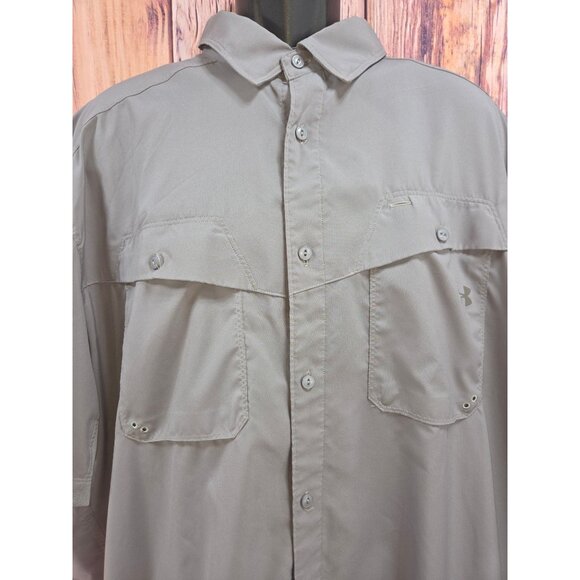 Under Armour Mens Short Sleeve Fishing Shirt 3XL Gray - Picture 3 of 7